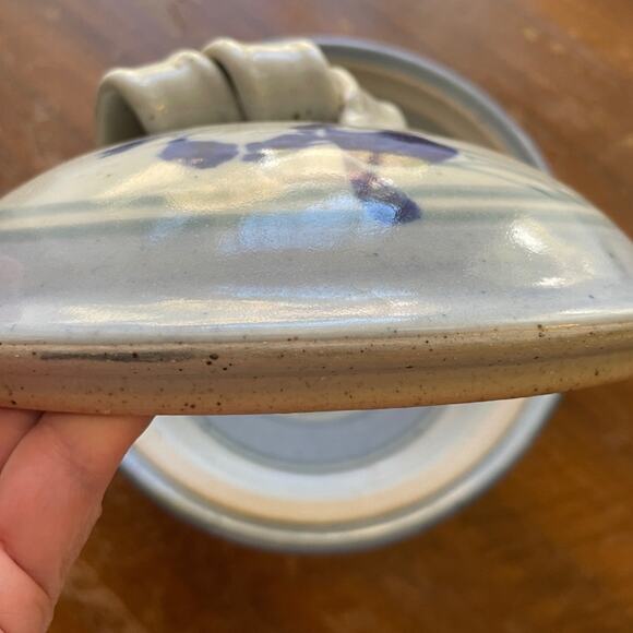 Signed Mason Holder Iris Texas Art Pottery Lidded Dish Heavy Flower‎ - Picture 3 of 8